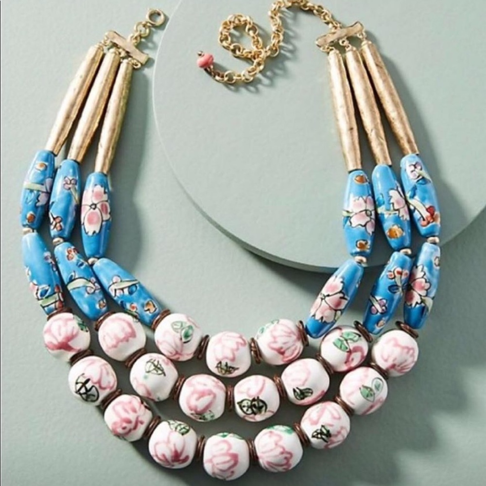 Anthropologie painted beaded necklace
